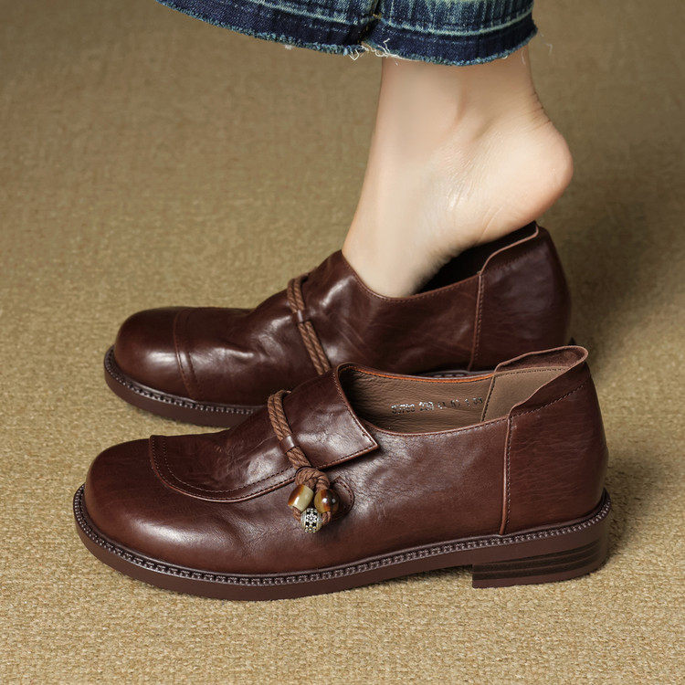 巨软~低跟真皮乐福鞋女新中式国潮小皮鞋深口休闲平底单鞋乐福鞋,运动/瑜伽/健身/球迷用品,广场舞鞋,淘宝优惠券,粉丝福利购,淘宝优惠卷