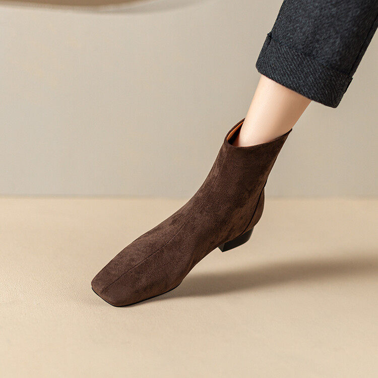 里外纯皮羊皮 2.5CM秋冬复古弹力靴真皮百搭短靴瘦瘦靴短筒粗跟靴,户外/登山/野营/旅行用品,登山鞋/徒步鞋,淘宝优惠券,粉丝福利购,淘宝优惠卷