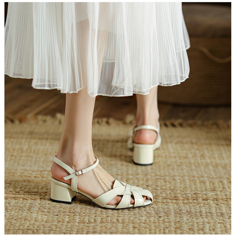 法式粗跟凉鞋女2025年新款罗马鞋女真皮镂空夏季中跟单鞋复古包头,户外/登山/野营/旅行用品,登山鞋/徒步鞋,淘宝优惠券,粉丝福利购,淘宝优惠卷