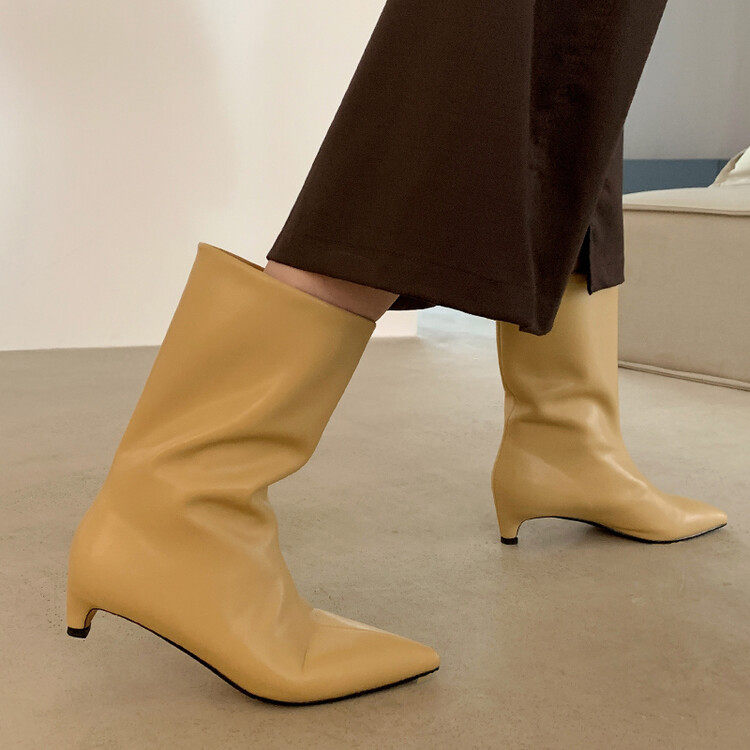 欧美风2023早秋时尚新款尖头小猫跟长靴简约矮跟短靴直筒靴骑士靴,童鞋/婴儿鞋/亲子鞋,帆布鞋,淘宝优惠券,粉丝福利购,淘宝优惠卷