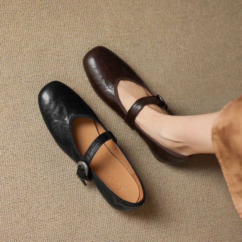 法式复古玛丽珍鞋女软底舒适超软小羊皮小皮鞋平底单鞋配裙子真皮