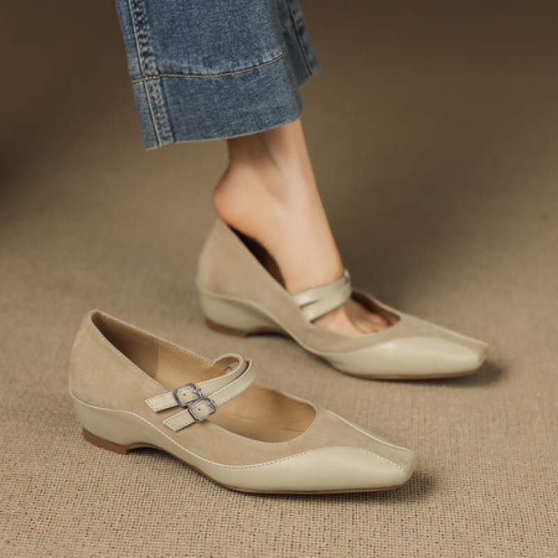 法式开春小单鞋女2025新款中跟粗跟真皮软皮玛丽珍小皮鞋超软羊皮