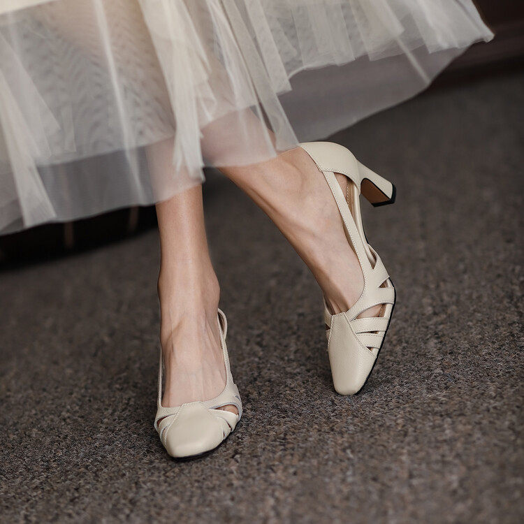 小香风法式复古镂空单鞋女气质方头粗跟高跟鞋仙女风中空包头凉鞋,运动/瑜伽/健身/球迷用品,广场舞鞋,淘宝优惠券,粉丝福利购,淘宝优惠卷