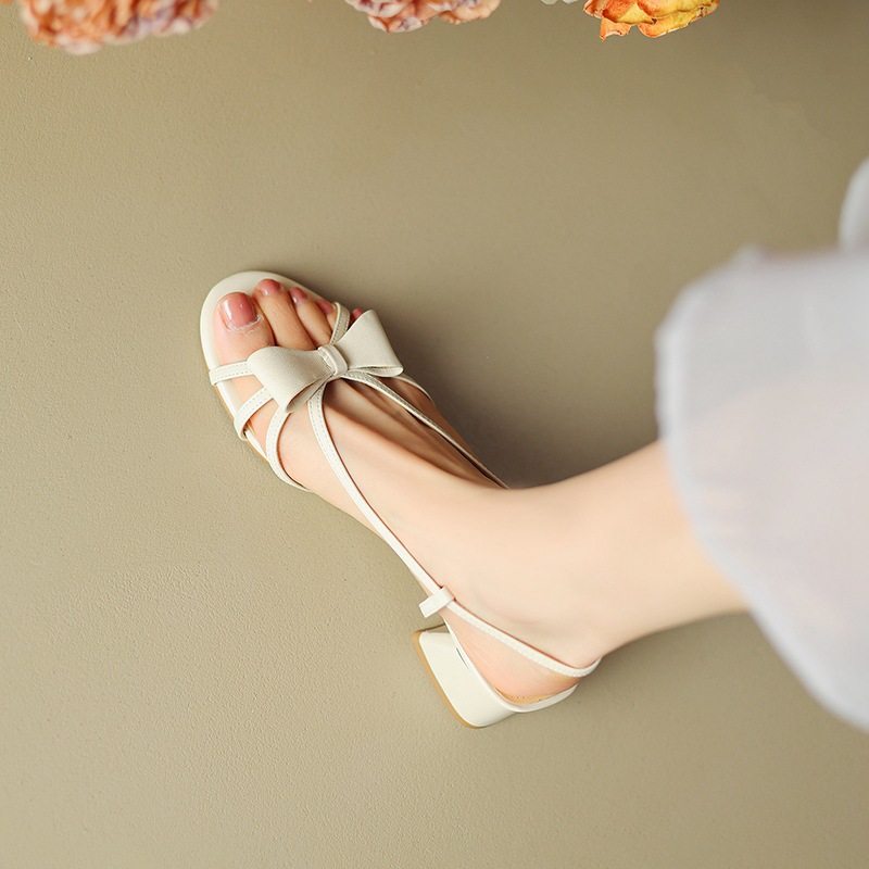露趾蝴蝶结牛皮粗跟凉鞋女夏季新款细带镂空罗马鞋简约扣带中跟鞋,户外/登山/野营/旅行用品,登山鞋/徒步鞋,淘宝优惠券,粉丝福利购,淘宝优惠卷