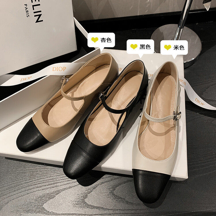 温柔又百搭~法式方头中粗跟一字带单鞋女春拼色真皮小香玛丽珍鞋,户外/登山/野营/旅行用品,登山鞋/徒步鞋,淘宝优惠券,粉丝福利购,淘宝优惠卷