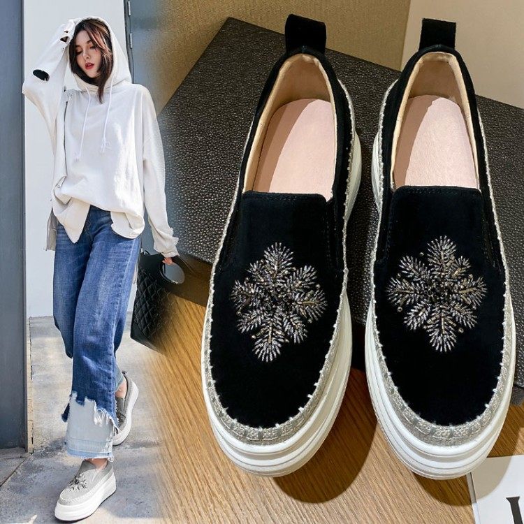 一脚蹬真皮厚底单鞋新款刺绣水钻乐福鞋中跟休闲松糕懒人鞋女夏季,女鞋,马丁靴,淘宝优惠券,粉丝福利购,淘宝优惠卷