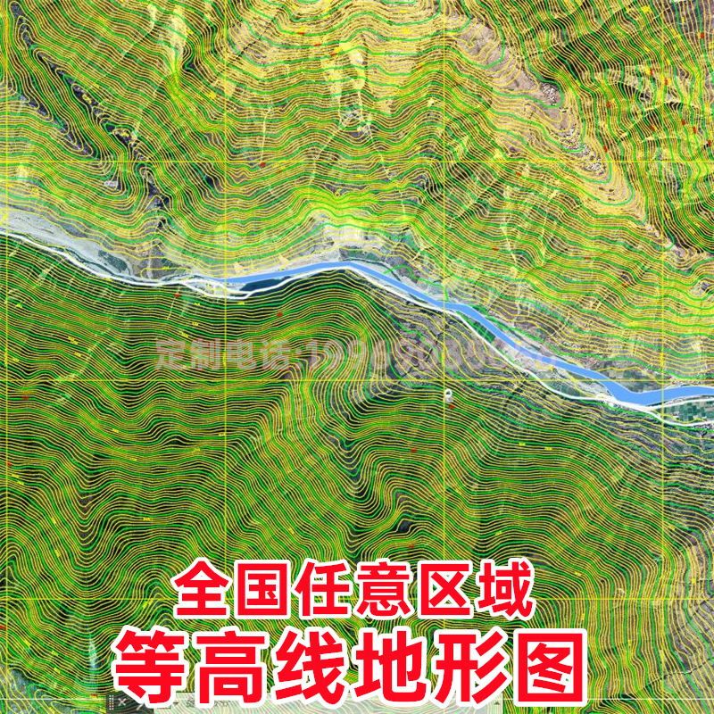 中国境CAD地形图DWG格式等高线地图工程地形图标注地名道路河流