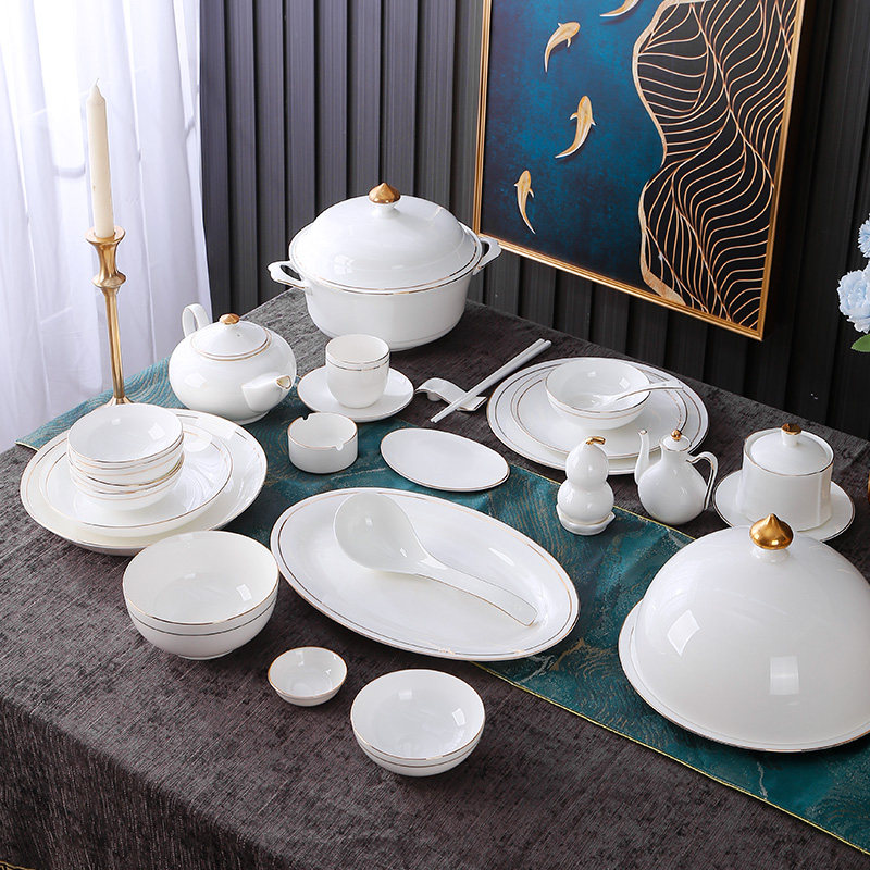 陶瓷餐具碗碟套装酒店摆台碗盘公司单位骨瓷餐具包厢圆桌餐具套装,餐饮具,盘,淘宝优惠券,粉丝福利购,淘宝优惠卷