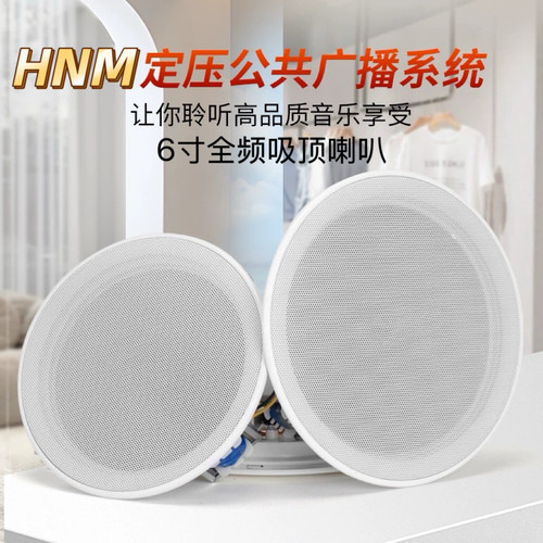 HNM吸顶音箱919B广播喇叭定压无边框扬声器天花音箱喇叭6寸低音