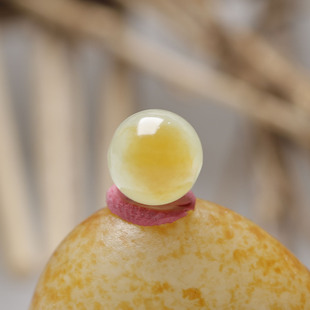 8mm在售云轩玉艺天然新疆和田玉籽料黄沁玉种黄圆珠单珠散珠配珠