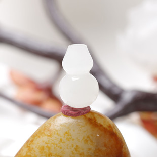 9mm在售云轩玉艺天然新疆和田玉籽料白玉葫芦三通佛头配饰手串