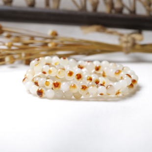 6mm云轩玉艺天然新疆和田玉籽料红皮白玉108佛珠多圈手链项链手串