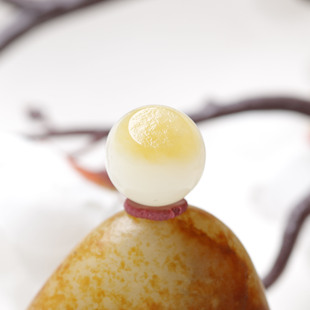 12mm在售云轩玉艺天然新疆和田玉籽料黄油皮白玉圆珠单珠散珠配珠