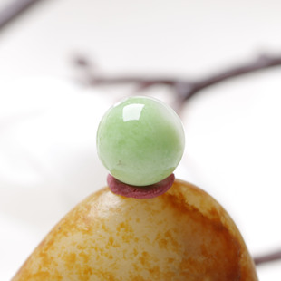 10mm在售云轩玉艺天然新疆和田玉籽料翠色翠青圆珠单珠散珠配珠