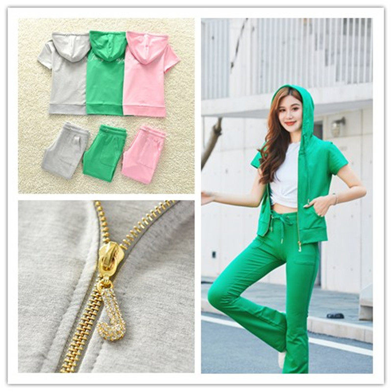 2024夏季新款短袖纯棉运动休闲套装女微喇叭裤带P兜韩版卫衣