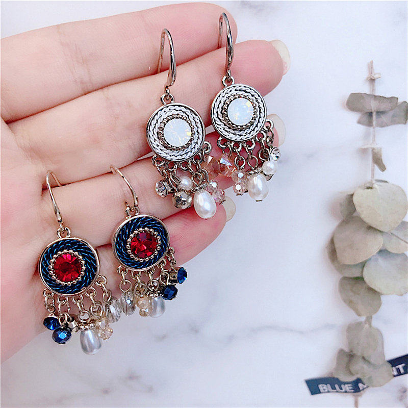 复古波西米亚流苏耳环女日韩国东大门手工民族风短款耳坠耳饰耳夹