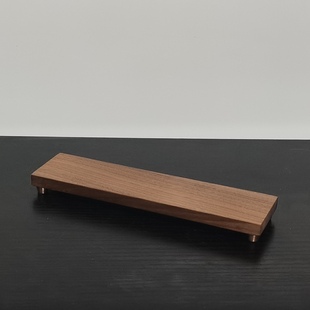 小长条底托石头水晶铜摆件如意笔托手办饰品长方形展示架实木底座