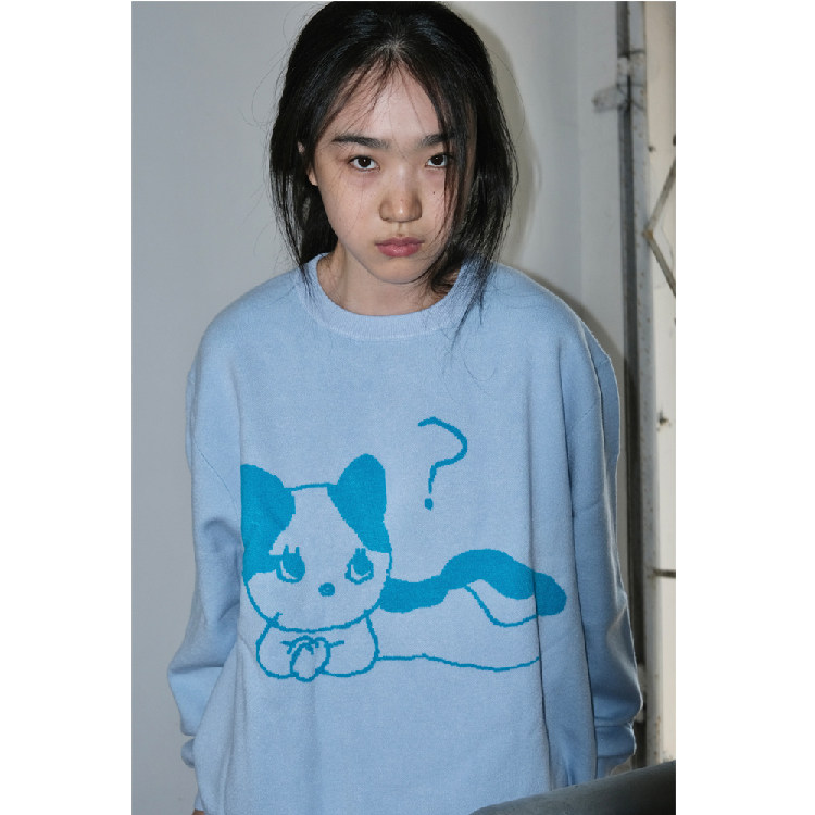 曼斯特物种问号猫毛衣秋季新款可爱针织衫复古学院风宽松情侣男女,女装/女士精品,毛针织衫,淘宝优惠券,粉丝福利购,淘宝优惠卷