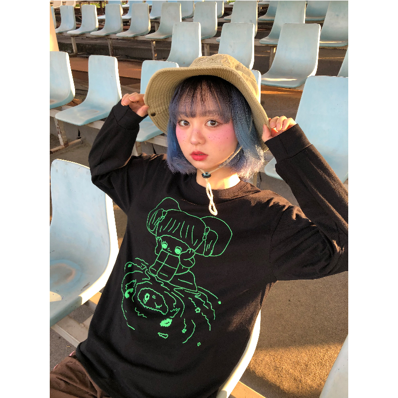 长袖卡通印花纯棉情侣