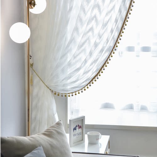 波纹轻奢大气隔断落地窗纱帘装饰