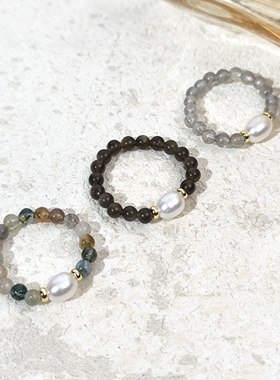 希山新中式国风月光金曜天然石戒指女款轻奢小众设计感高级食指戒