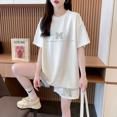 欧洲站大码女士白色短袖套装