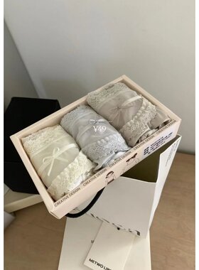METWO 2025春夏新款韩系简约风百搭ins女款8886蕾丝缎面内裤纯欲