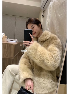 METWO 托斯卡纳皮毛一体夹棉外套女款短款2024冬季新款高级感大衣