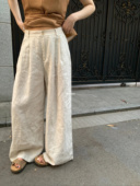 METWO一勺甜简约气质日常通勤百搭显瘦休闲裤 麻料裤 女阔腿裤 8265