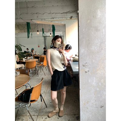 METWO 2025春夏新款韩系简约风百搭ins女款8835#针织坑条气质背心