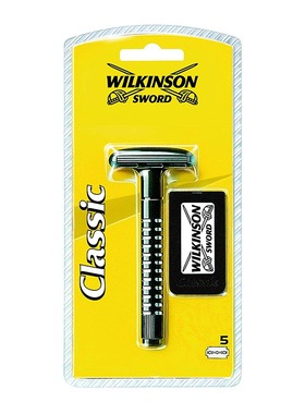 Wilkinson Sword不锈钢刮胡刀蝴蝶式双刃手动老式剃须刀片剃刀