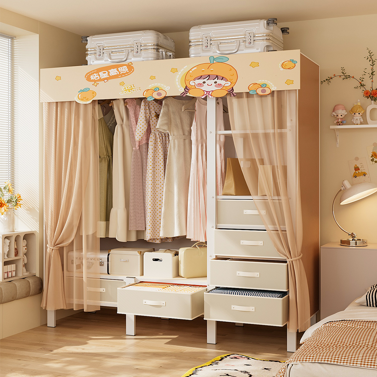 衣柜出租房用简易一体免式安装