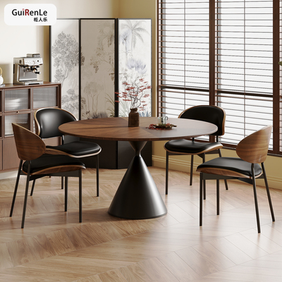 实木餐桌圆桌家用中古风餐桌大圆桌家用10人饭桌商用饭店新中式桌