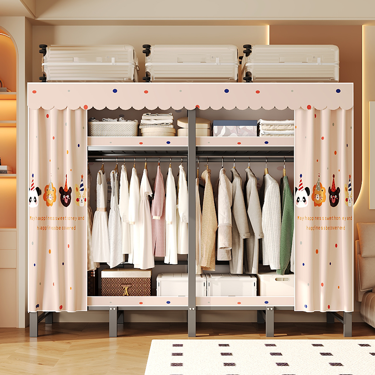 新款简易衣柜家用卧室免安装衣橱