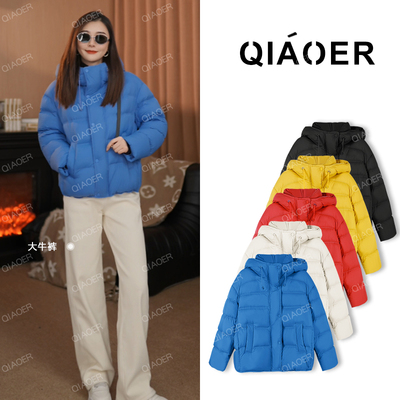 乔儿定制【LU家黑五格】国标90白鸭绒时尚连帽加厚保暖短款羽绒服