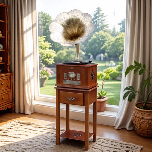 复古黑胶唱片机大喇叭留声机