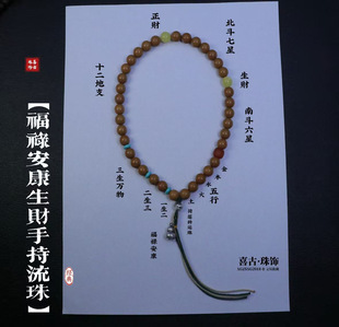 福禄安康生财手持流珠猴头手持手串道系流珠