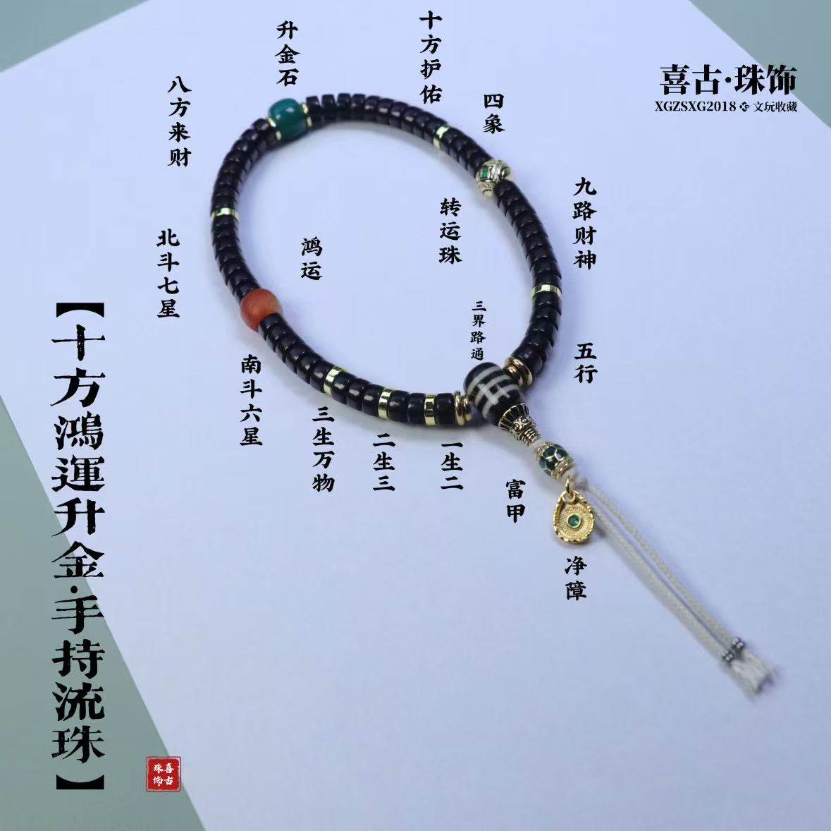 椰蒂手串手持十方鸿运升金手持流珠道系流珠道家珠串