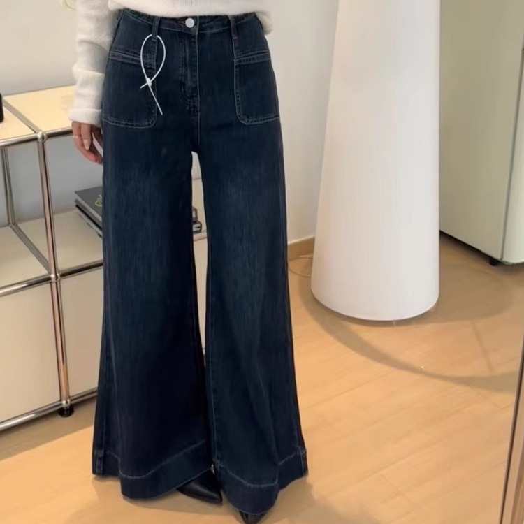 秋冬薄绒牛仔喇叭裤高腰保暖