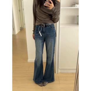 0351春季 牛仔裤 弹力牛仔喇叭裤 不贴切显瘦女装 高腰显瘦拖地裤 OoH