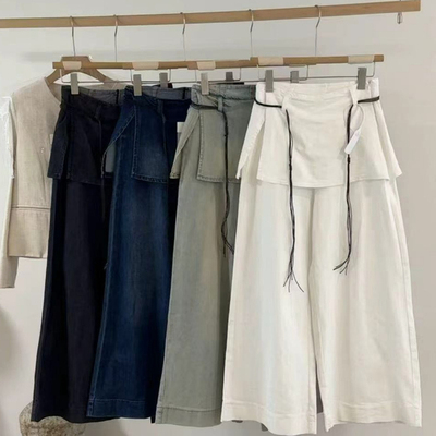 侧边拉链假两件套秋季新款牛仔裤