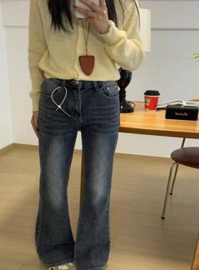 AND 0150高腰牛仔喇叭裤修身弹力显瘦通勤春季新款水洗牛仔裤女