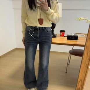 0150高腰牛仔喇叭裤 水洗牛仔裤 修身 新款 女 弹力显瘦通勤春季 AND