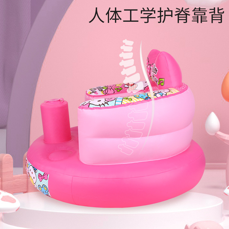 日本原装进口Pinocchio宝宝充气学座椅HelloKitty充气沙发婴儿童