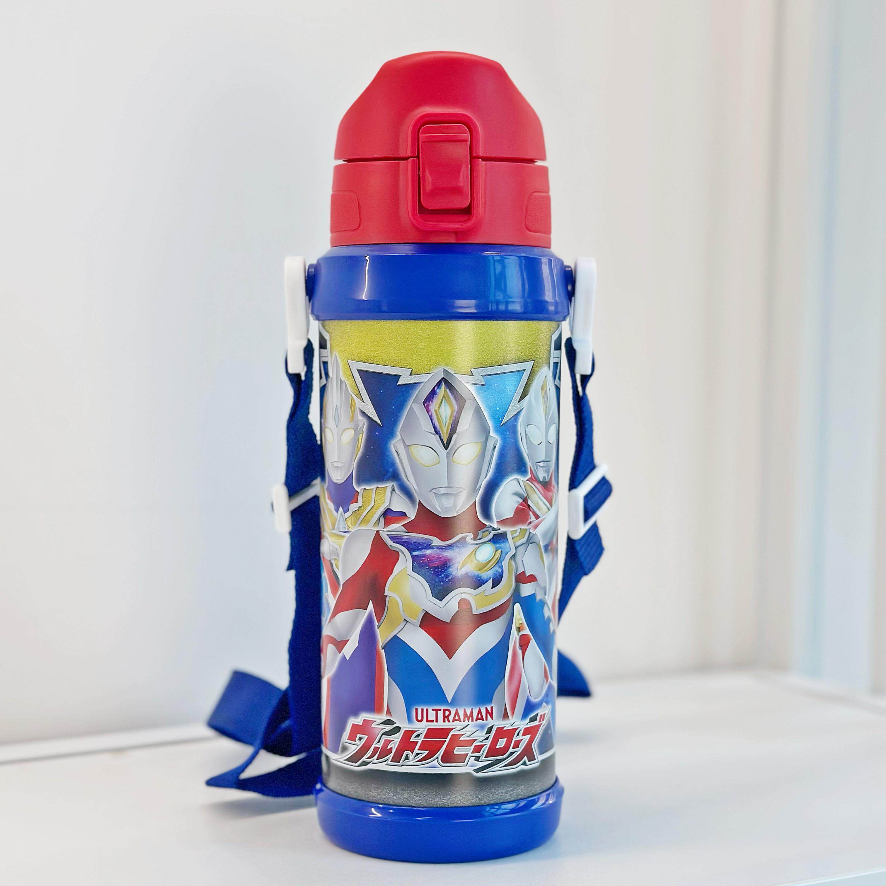 日本进口OSK儿童水杯德凯奥特曼大容量保温保冷背带直饮水壶800ml