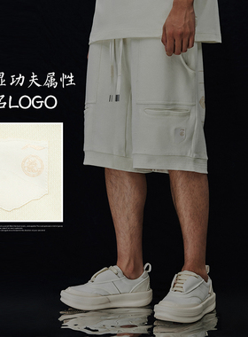 李宁卫裤男秋季运动时尚系列透气宽松休闲短卫裤AKST663-1-B品