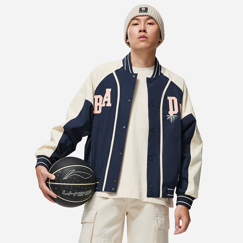 中国李宁夹克外套男士2024开衫长袖棒球领宽松运动服AFDT437