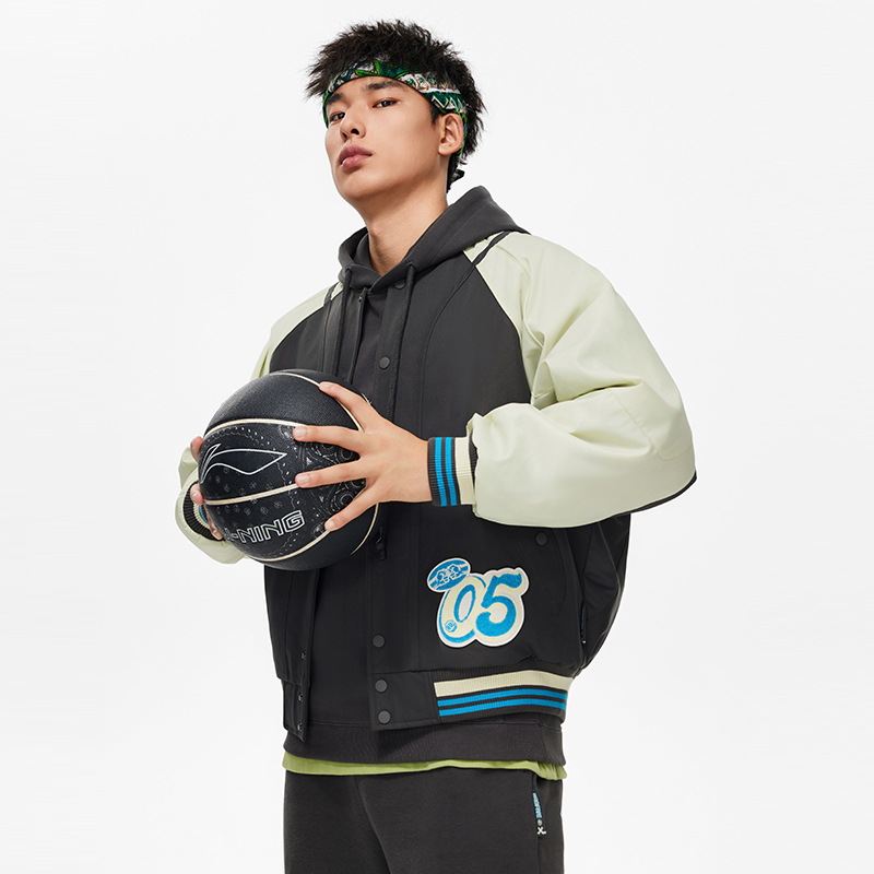 LI-NING/李宁反伍篮球系列男子宽松休闲运动棉夹克AJMU015-B品