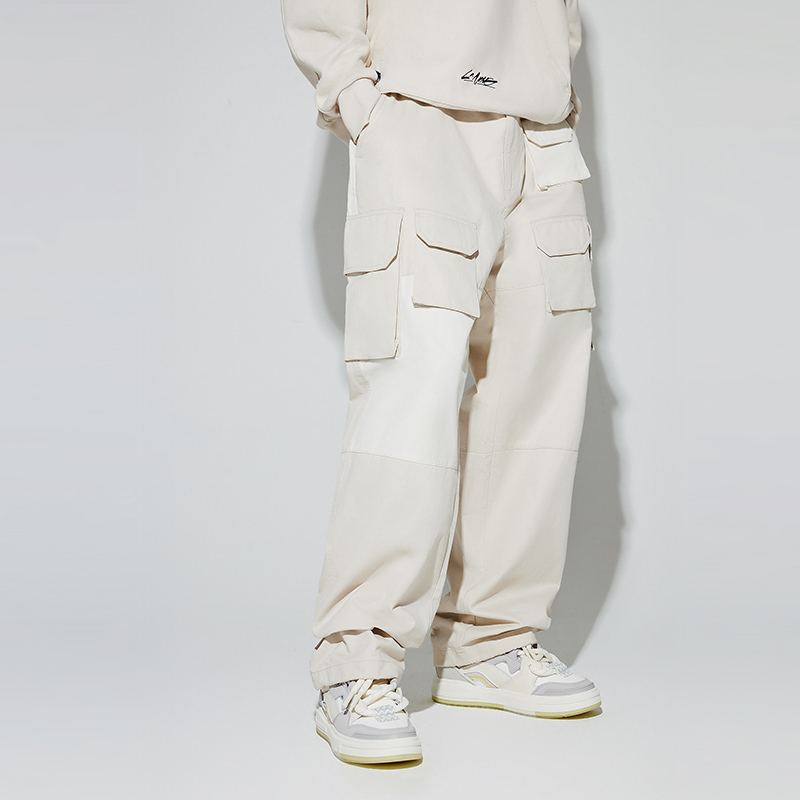 中国李宁系列男子宽松舒适时尚潮流简约运动休闲长裤AKXT205-B品