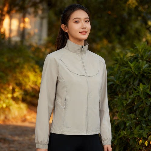 李宁运动风衣秋季新款专业跑步系列女子速干立领外套AFDU166-B品